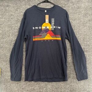 Ouray Snowbasin Utah Long Sleeve Shirt Mens Medium Navy Heather NWT Slub Cotton
